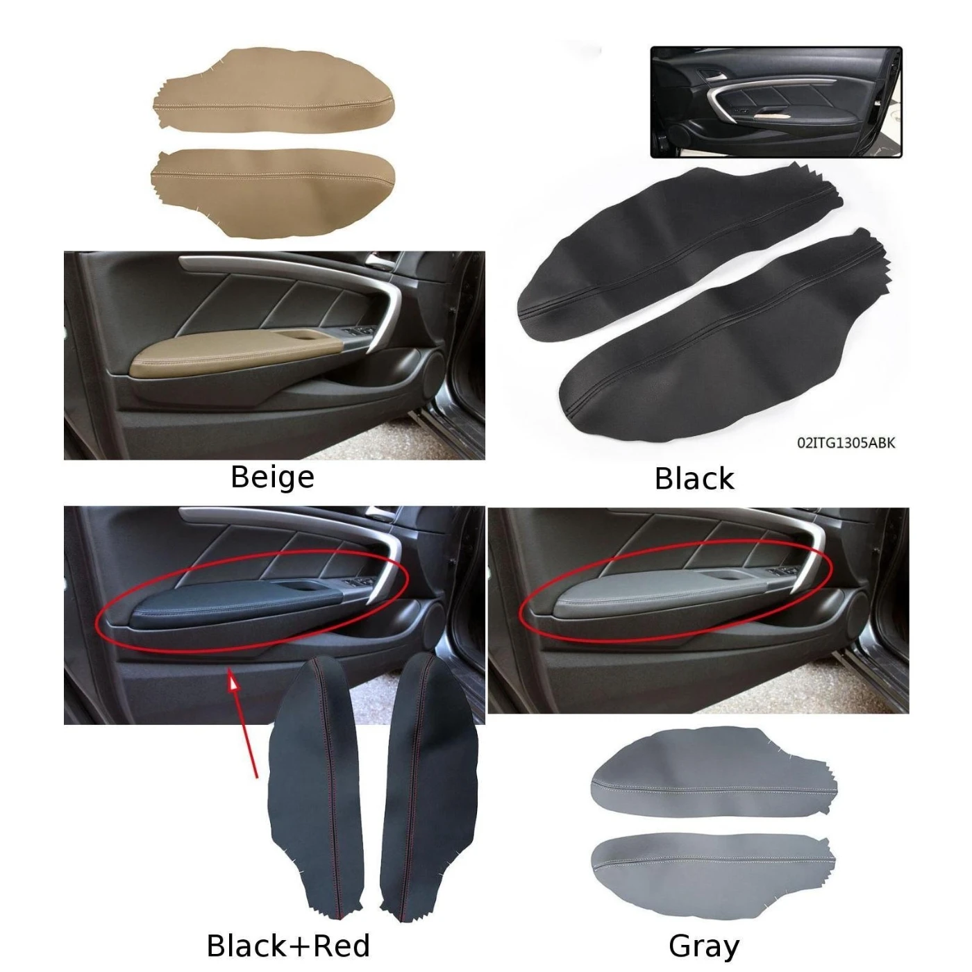 2*Black Leather Front Door Panels Armrest Cover For Honda ACCORD Coupe 2008-2012 Brand New And High Quality