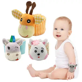 

2PCS Cartoon Baby Infant Toy Wrist Strap Animal Plush Rattles Children's Toy 0-12 Months Newborn Hand Wrist Strap Newborn Rattle