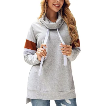 

Elegant New Women Patchwork Sweatshirts Long Sleeve Loose Hoodies Female Casual Pullovers Hooded Sweatshirt