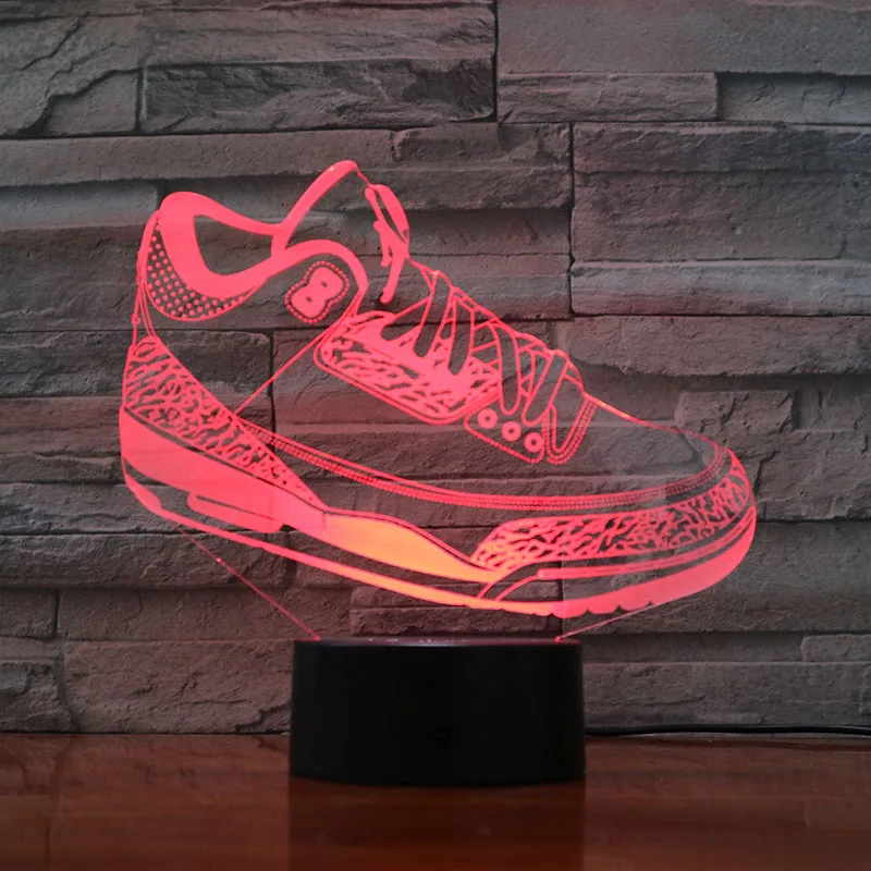 jordan 3 Тапки AJ 1 Jordan Air Force 1 детский Ночной светильник Led баскетбол Michale Jordan декор для спальни лампа подарок для мальчика настольная лампа 3D - Испускаемый цвет: jordan 3
