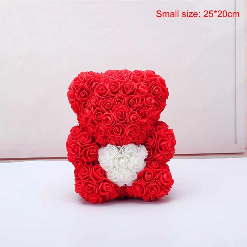 Small Red Прямая поставка 40 см с сердцем большой красный медвежонок Teddi цветок розы искусственные украшения Рождественские подарки для женщин подарок на день Святого Валентина - Цвет: Small Red