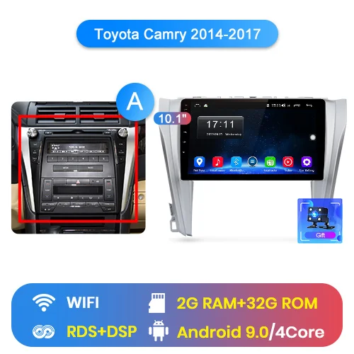Junsun V1 2G+ 32G Android 9,0 DSP для Toyota Camry 8 50 55- автомобильный Радио мультимедийный видео плеер gps RDS 2 din dvd - Цвет: 2-32GB for wifi A
