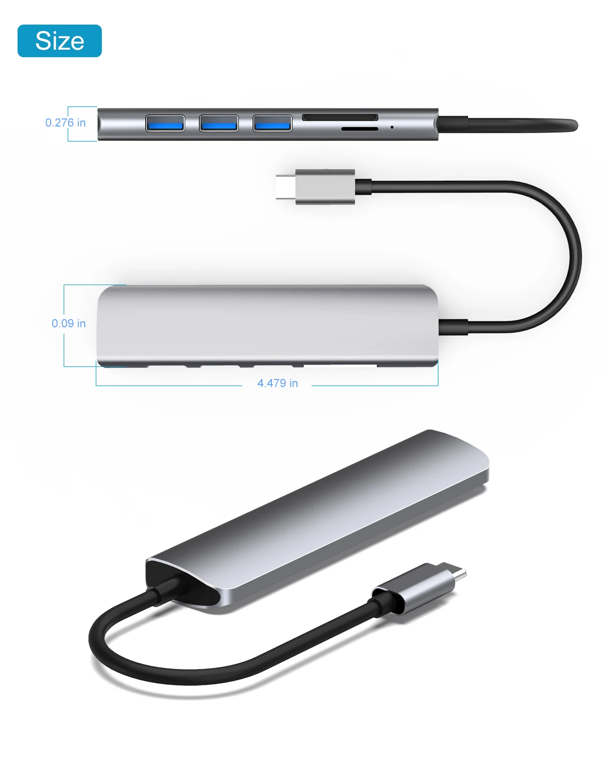 USB 3.1 Type-C Hub To HDMI Adapter 4K Thunderbolt 3 USB C Hub with Hub 3.0 TF SD Reader Slot PD for MacBook Pro/Air/Huawei Mate