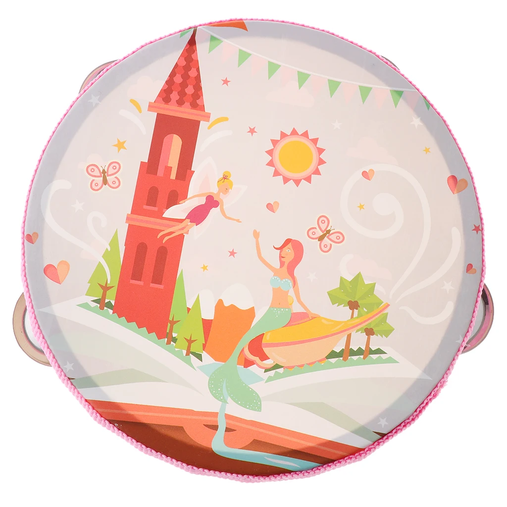 Hand Held Tambourine Drum Bell Lightweight Percussion Musical Toy for KTV Party Kids Games