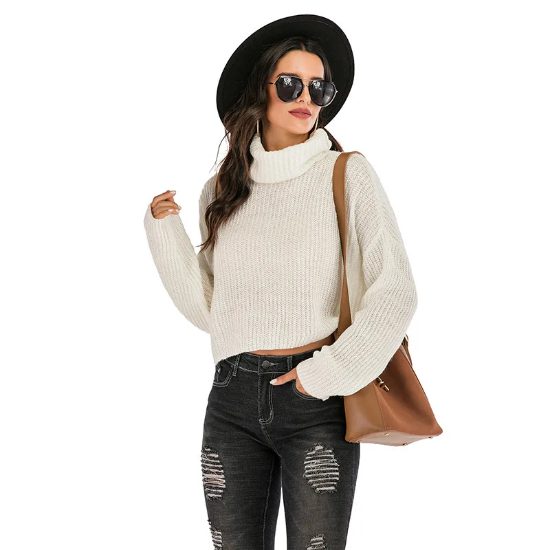 

Solid White Fashion Women Sweater 2022 Winter Lady Turtleneck Warm Pullover Hipster Top New Long-sleeve Casual Outdoor 100% Full