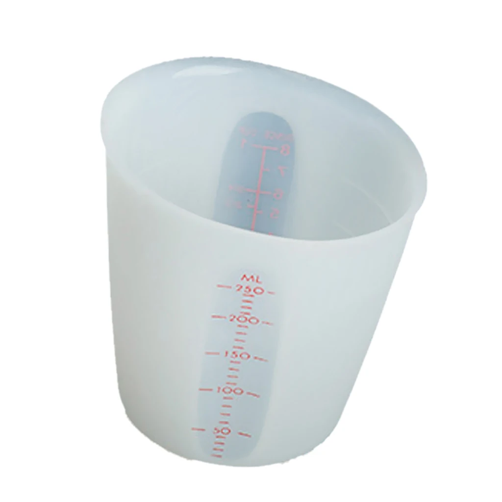 250ml White Силиконовые мерные стаканчики для прижима и залепки инструмент для выпечки измерение со шкалой прищепка для смешивания чашка для перемешивания - Цвет: 250ml White