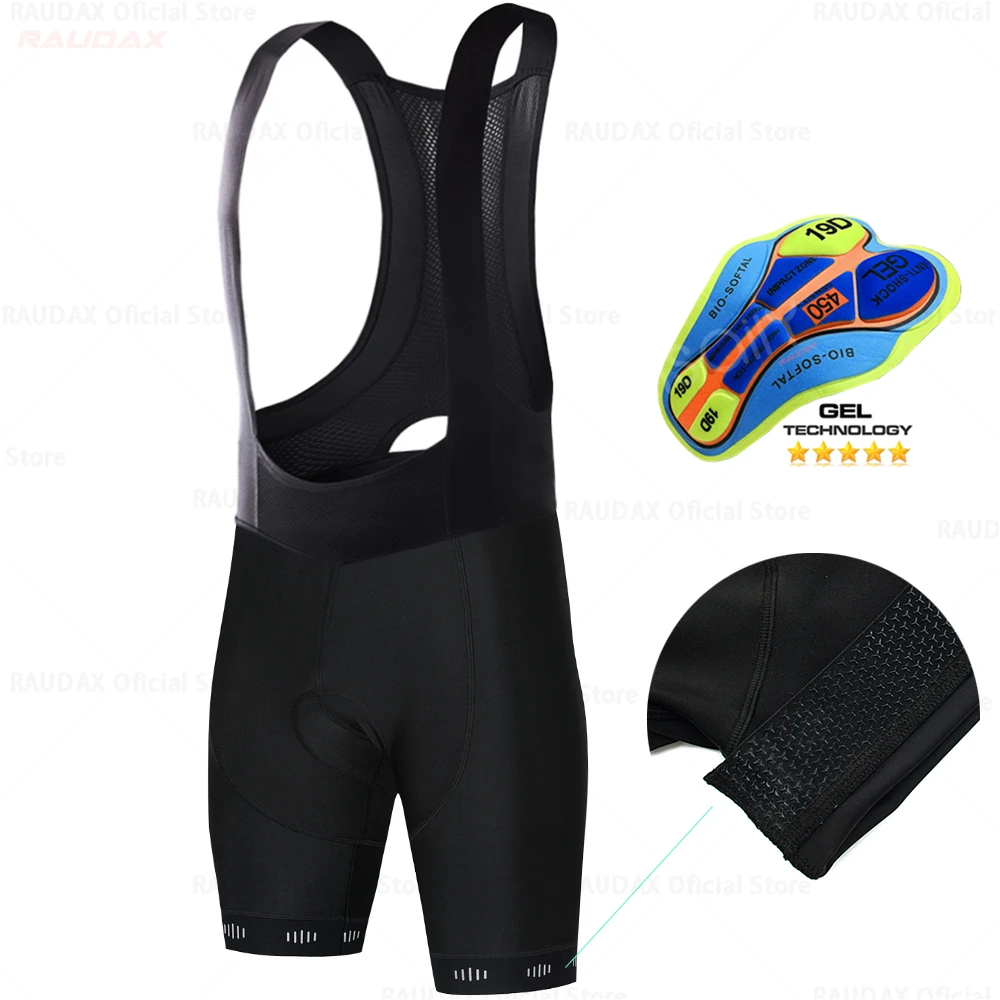RAUDAX Team Black Bib Shorts Women Reflective Logo MTB