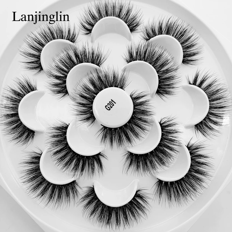 LANJINGLIN 5/7/10 пар в комплекте; искусственный мех 3D норковые ресницы натуральных длинных накладных ресниц объем высокое качество накладные ресницы расширения ресницы «maquiagem»