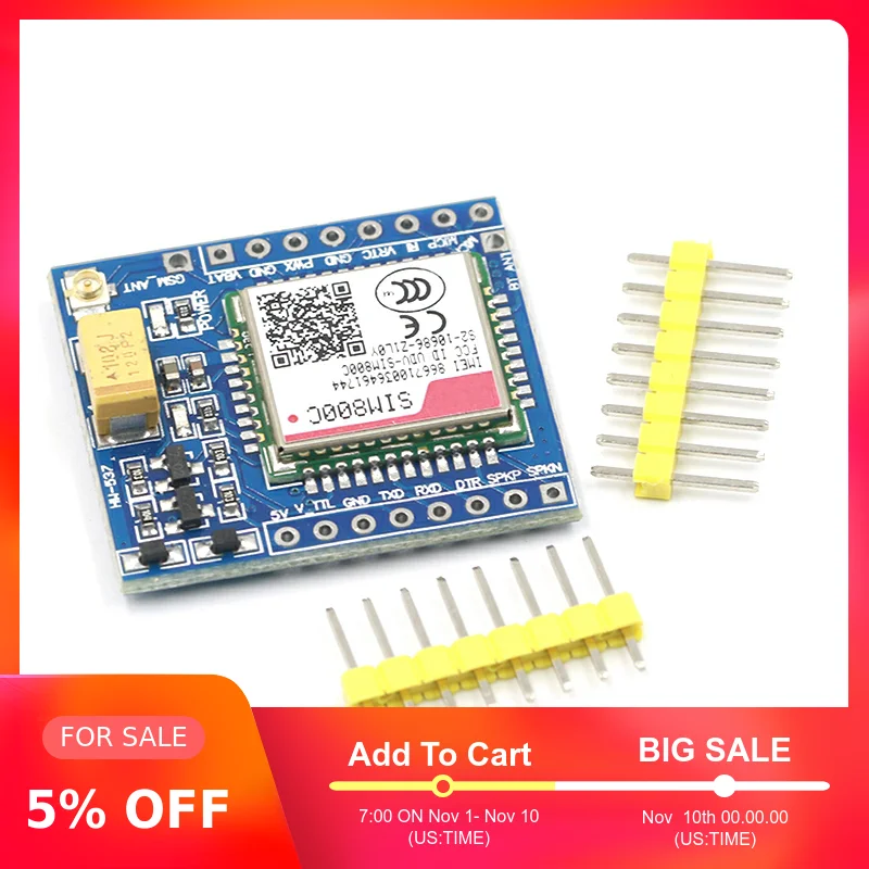 SIM800C GSM GPRS модуль 5 В/3,3 в ttl макетная плата IPEX с Bluetooth и TTS для Arduino STM32 C51 для Arduino