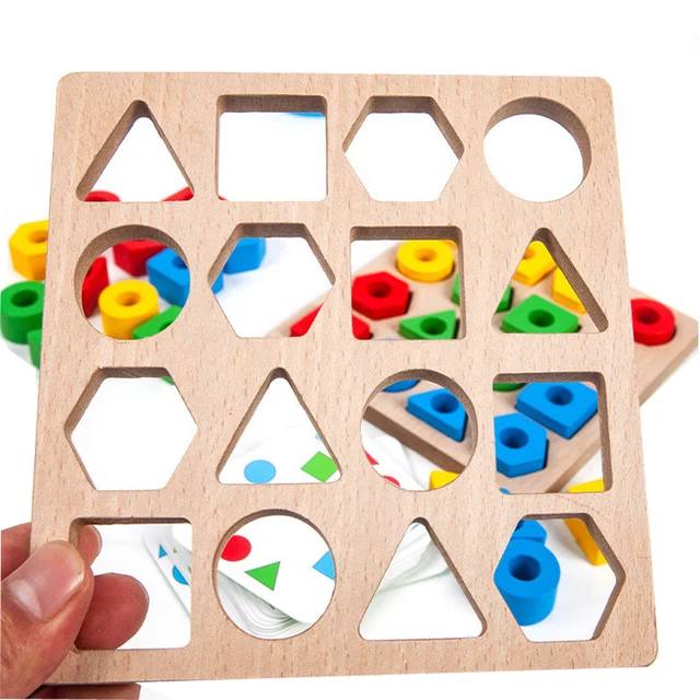 Montessori Geometric Shape Color Matching Interactive Toy For Kids Board Game Puzzle Learning Educational Wooden Children Toys 2