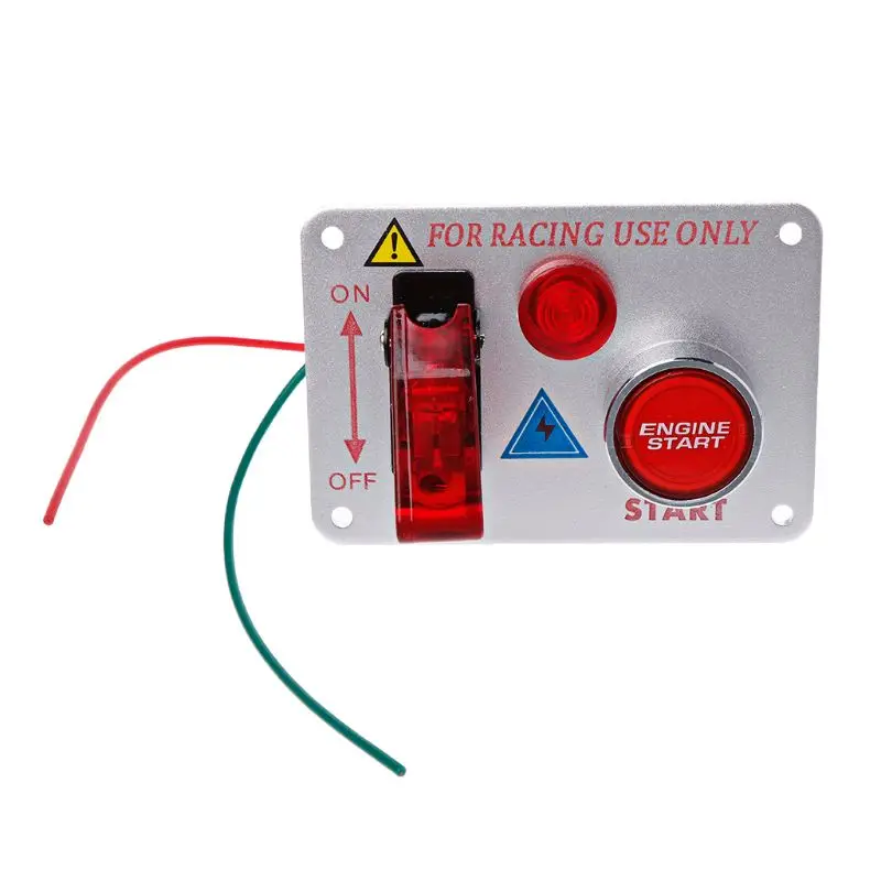 12V Racing Car Engine Start Push Button Ignition Switch Panel Red LED Toggle 77UE
