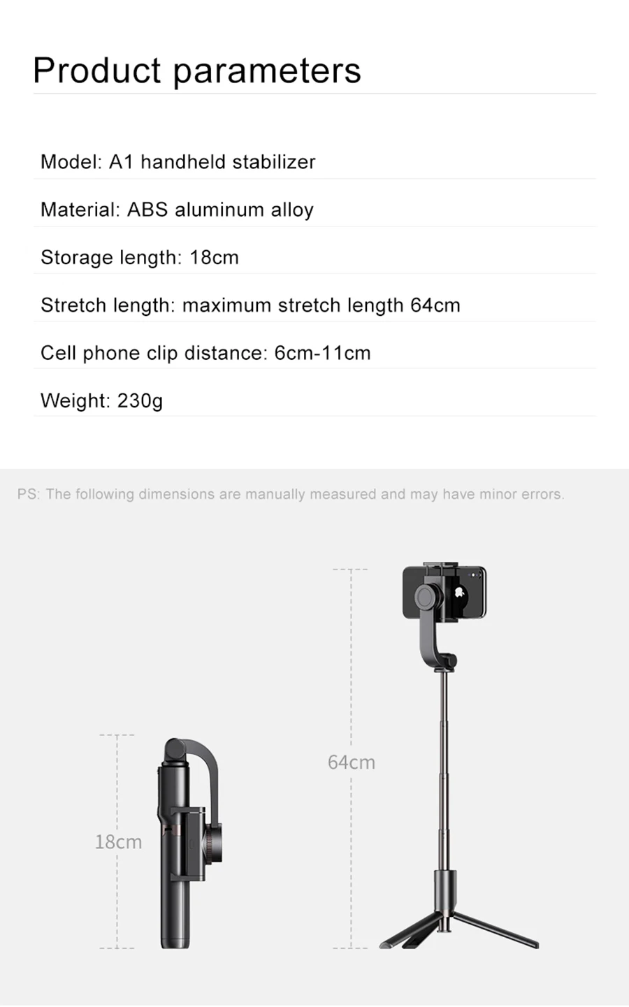 Handheld Gimbal Stabilizer 3 in 1 Selfie Stick Phone For iPhone 11 pro Max 7 8 Plus X XS MAX For Samsung Galaxy Action-14