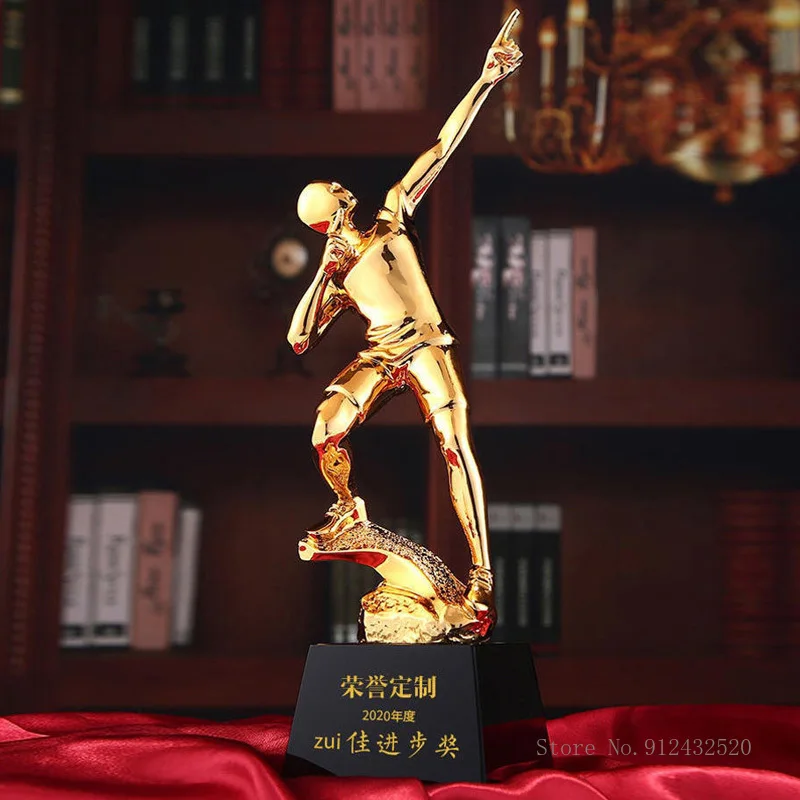 

Can be engraved creative gold-plated crystal resin trophy gold-plated excellent staff competition awards general trophy