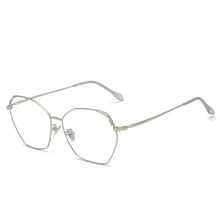 Новая синяя пленка очки для чтения в Корейском стиле арт металлические очки светильник в виде многоугольника рамка Повседневная Дикий без градусов очки для чтения