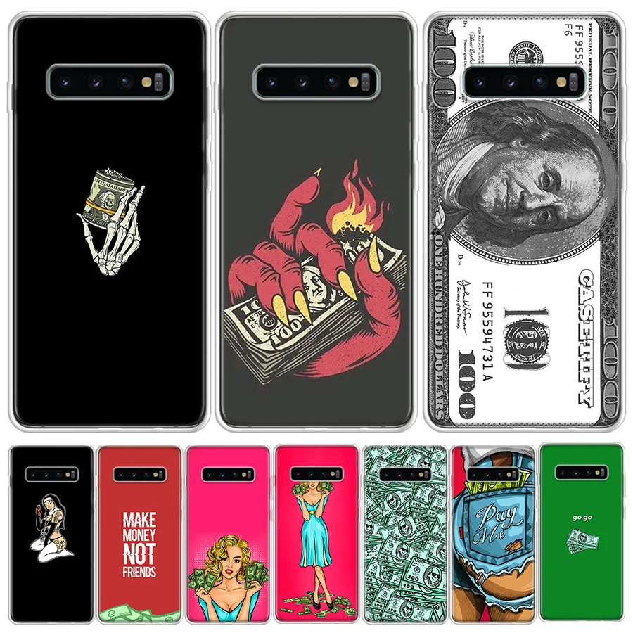 Make Money Black Head Girl Phone Case Per Samsung S21 Fe S20 Plus Galaxy S24 S23 S22 Ultra Capa S10 S10E S9 S8 S7 Edge Cover Tpu