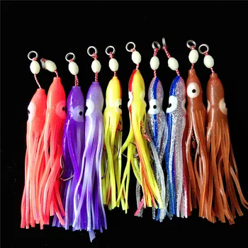 

20pcs 11cm 6g Squid Skirts Soft Octopus Baits with double hooks Lures Tackle Craft for Jigging