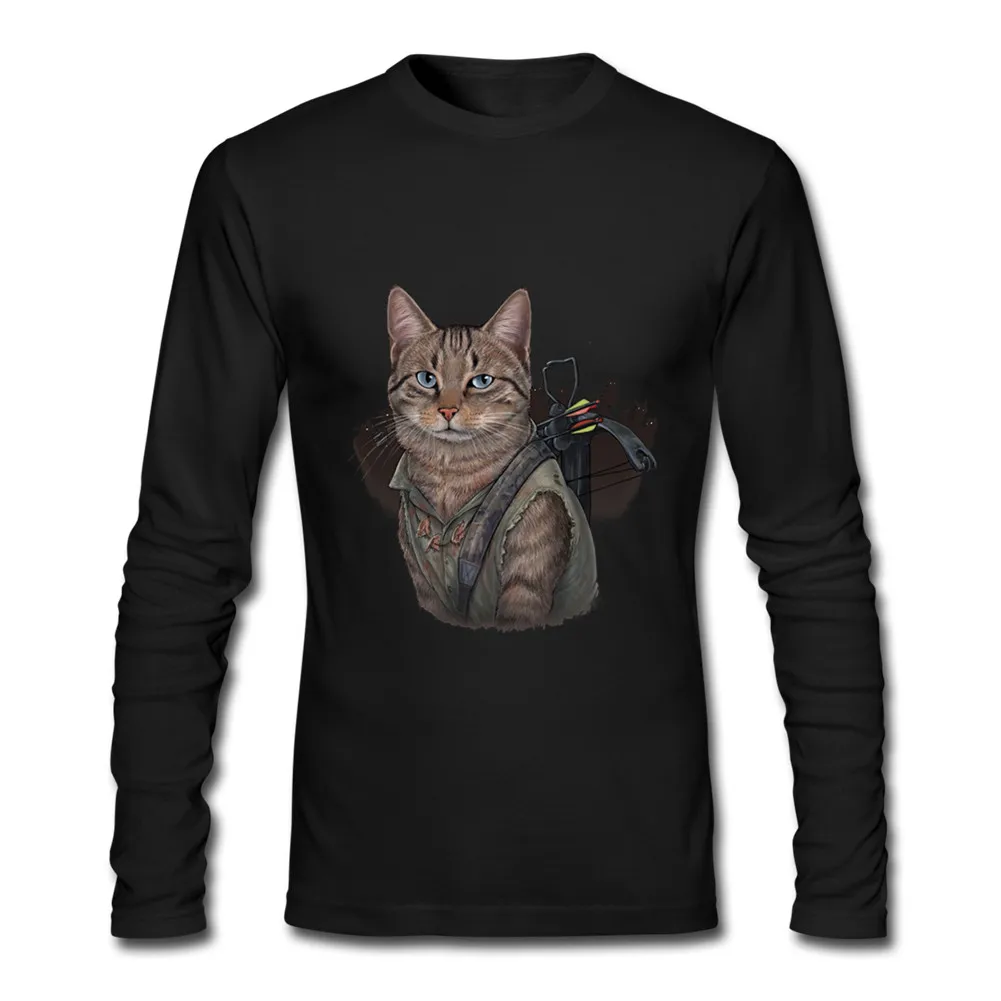 Daryl Cat THE WALKING DEAD Футболка с длинными рукавами Мужская весенняя и осенняя Повседневная хлопковая Футболка с круглым воротником и длинными рукавами, большие размеры