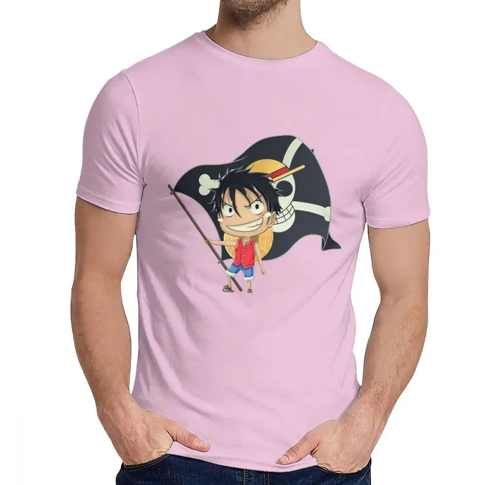 Розовый Crewneck Manga аниме одна деталь футболка Мужской мягкий тонкий Homme футболка горячая Распродажа - Цвет: Розовый