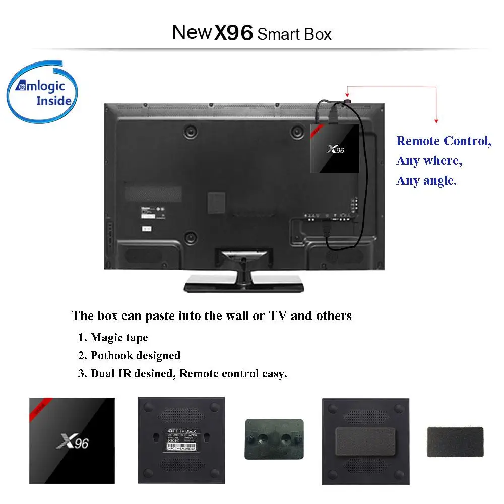 X96 Вт Смарт ТВ приставка android 7,1 2 Гб 16 Гб Amlogic S905W четырехъядерный H.265 4K 2,4 ГГц WiFi медиаплеер 1 ГБ 8 ГБ X96 мини
