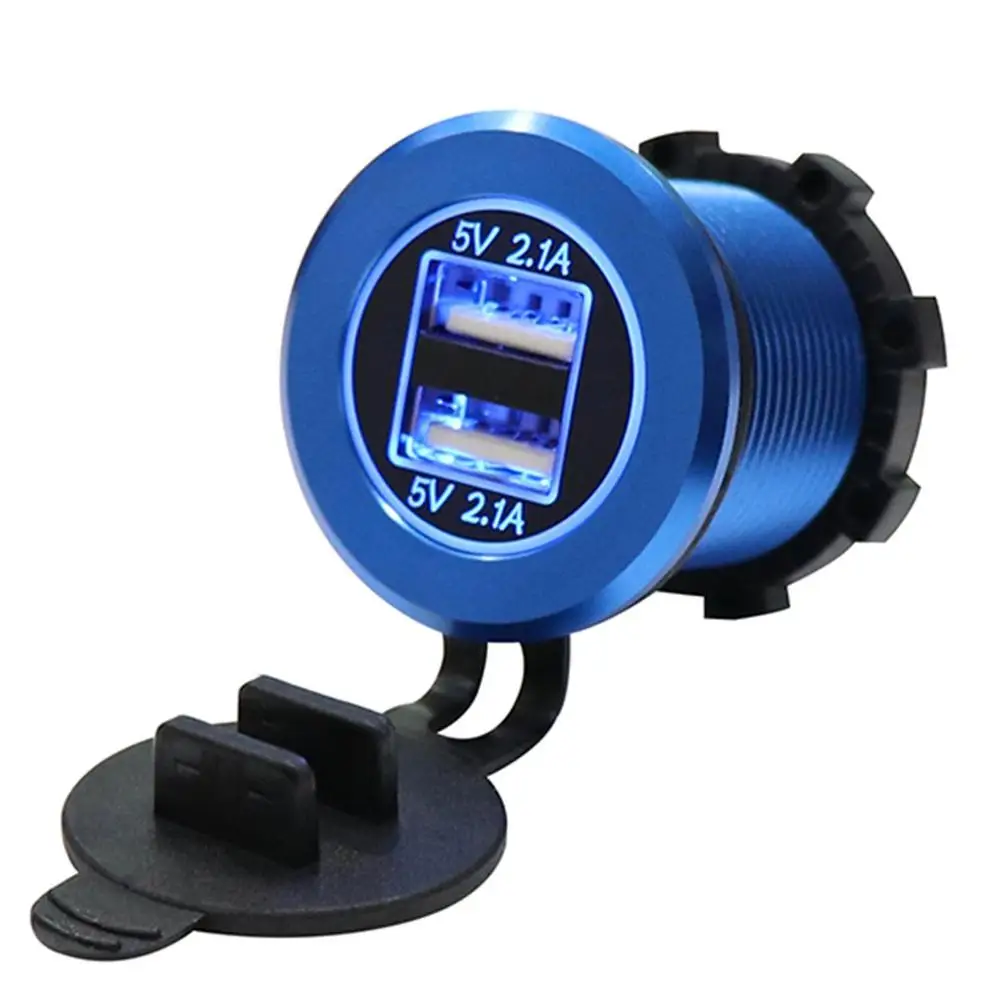 blue DC 12 V-24 V 4.2A Dual USB светодиодный Авто Зарядное устройство для мото Авто Грузовик ATV Лодка адаптер розетка Мощность Зарядное устройство s - Цвет: blue