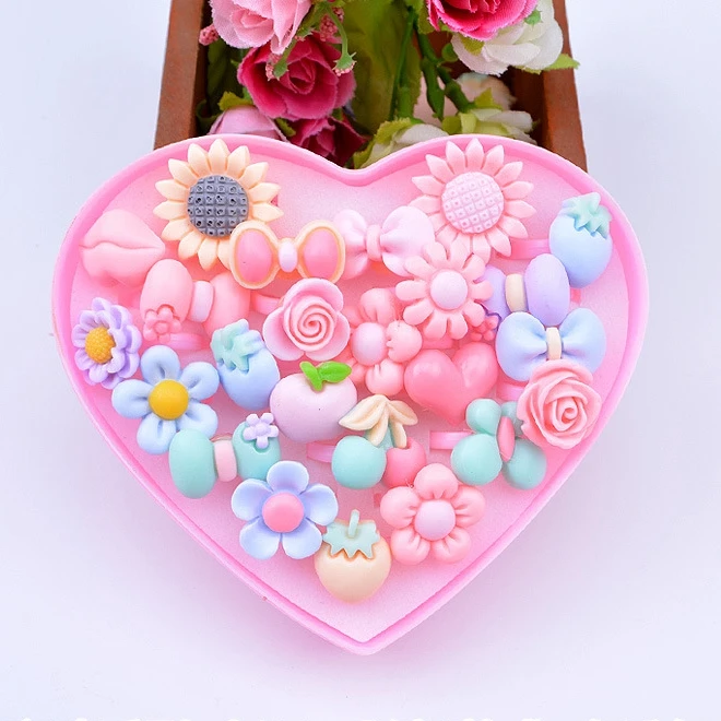 12 unids/pack de dibujos animados de los niños anillos de flor Animal forma de lazo anillo mezcla joyas para el dedo anillos chico juguetes de las niñas