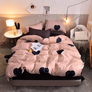 

BEST.WENSD Dropshipping Beddings and Bed Sets Duvet Cover Fitted Sheet Pillowcase Ab Side Bedclothes 4 Pcs Ropa De Cama King 358