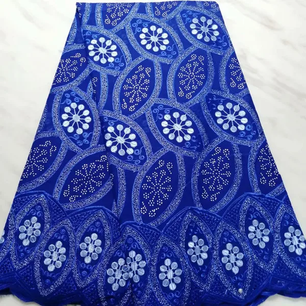 royal blue Тяжелая бисерная нигерийская кружевная ткань африканская Вощеная Свадебная кружевная ткань высокого качества французская вуаль кружевная ткань для свадебного платья - Цвет: royal blue