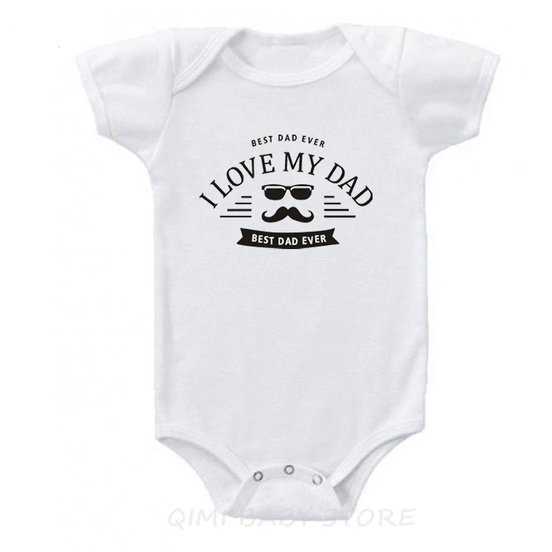 Летний хлопковый комбинезон с надписью «I Love My Dad Best Ever Baby» для маленьких девочек, Милый Забавный комбинезон для новорожденных, подарок на день отца