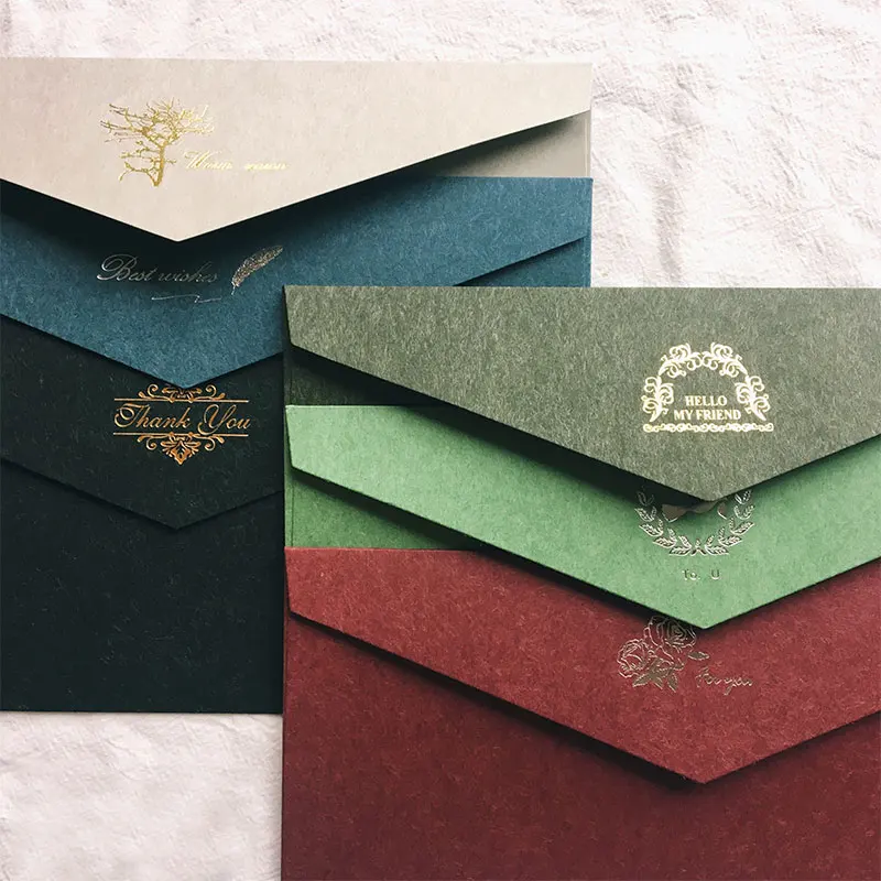  Vintage Kraft Stamped envelope Bronzing Envelope Wedding Invitation Card 110*220mm Decor Party Supp - 4.00056E+12