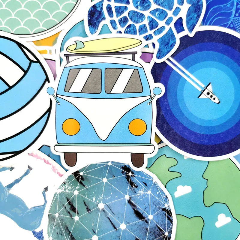 100PCS/set Vsco Style Stickers Cartoon Blue Cure Travel Stickers For Laptop Fridge Phone Skateboard Suitcase Sticker