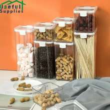 

460/700/1300/1800ML Transparent Kitchen Sealed Tank Food Storage Container Plastic Box Multigrain Dried Fruit Tea Modern Cans