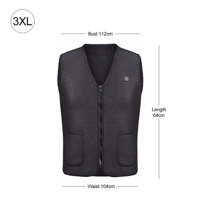 Black XXXL Vest Для мужчин и женщин, зимний жилет с подогревом, USB, инфракрасный нагревательный жилет, куртка, электрическая термальная одежда, жилет для пеших прогулок, куртка с подогревом, Прямая поставка - Цвет: Black XXXL Vest