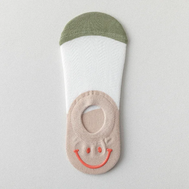 3 Pairs Of Cotton Women's SocksWomen's Casual Cartoon Harajuku Silicone Non-slip Invisible Funny Smiley Girl And Ankle Socks 3Pairs