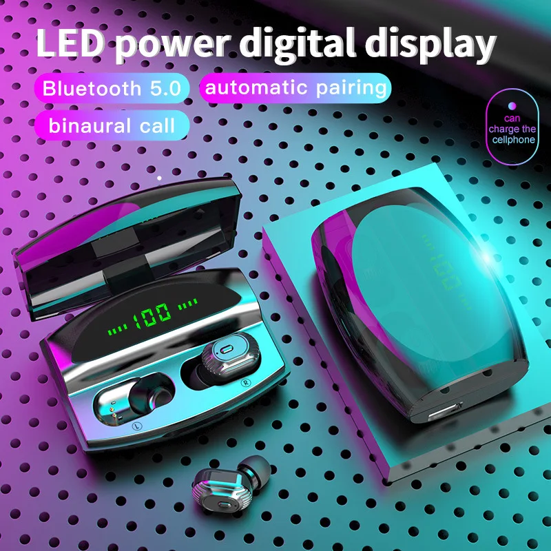 Беспроводные наушники QCR 2200 мАч TWS X20 Bluetooth с дисплеем питания спортивные 8D стерео