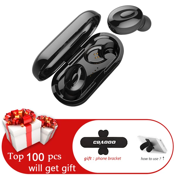 Black CBAOOO TWS Bluetooth 5,0 наушники настоящие Спортивные Беспроводные наушники IPX5 наушники-вкладыши стерео бас Bluetooth гарнитура мини-гарнитура - Цвет: Black