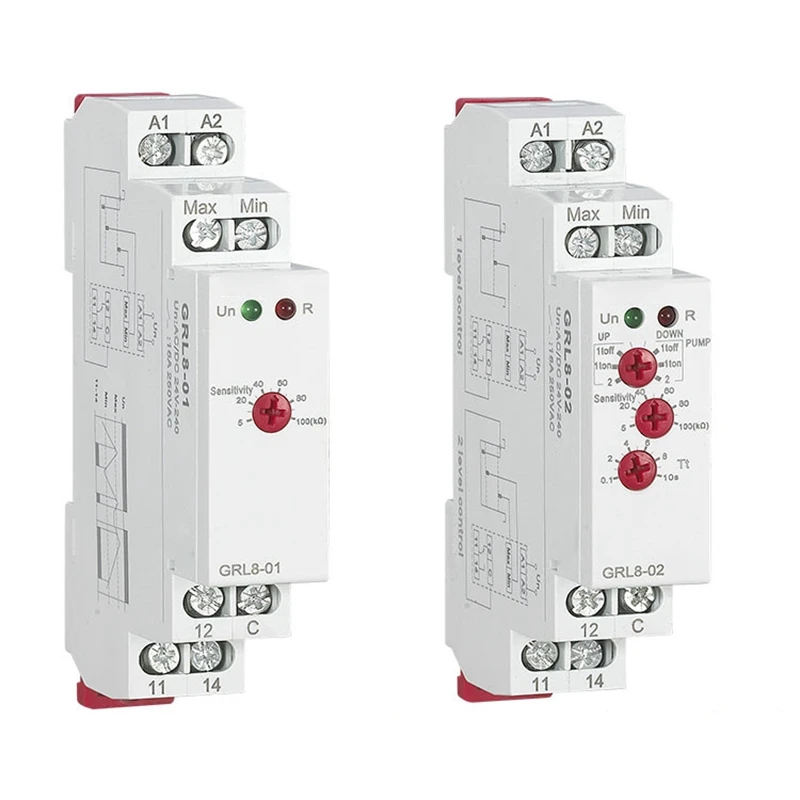 GRL8 регулятор уровня воды реле жидкости 10A AC DC 24V 220V реле водяного насоса с широким диапазоном напряжения, GRL8-02