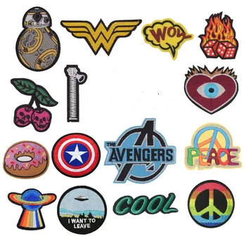 

New Love Peace skull Cherry Kiss Zipper Space Patches Embroidered Applique Iron On Badge Clothes Garment Apparel Accessories