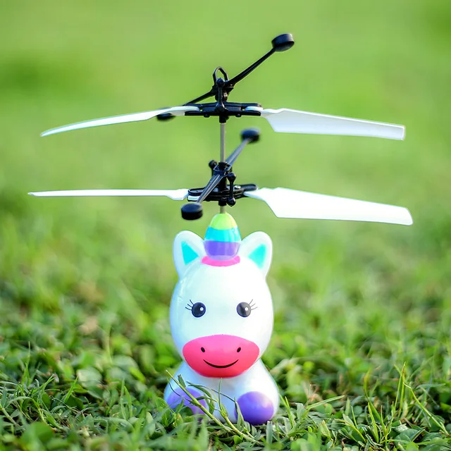 Mini RC Unicorn Alien Drone With LED Light Cartoon Quadcopter Helicopter Model Electric Gesture Induction Dron Toys for children 2