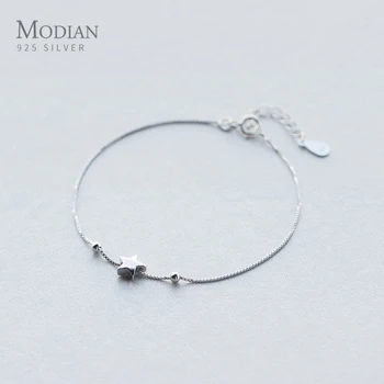 

Modian Genuine 925 Sterling Silver Beads and Star Beads Chain Bracelet Female Fashion Silver 925 Jewelry Accessories Gifts