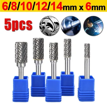 

5pcs/set 6-14mm Burr Die Grinder Shank Drill Bits Rotary Tungsten Carbide Grinding Tools Metalworking Equipment