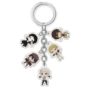 

5 Pcs/Set Japanese Anime Bungou Stray Dogs Acrylic Keychain Pendant Cartoon Figure Key Holder Anime Around