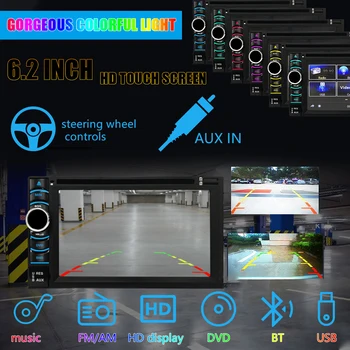 

2din car radio car mp5 player HD car 6.2 inch video player stereo mirror link rear view camera bluetooth DVD