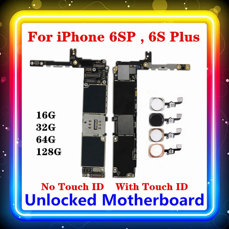 Материнская плата для IPhone 6SP 6S Plus с/без Touch ID 16 ГБ 32 64 128 100% чистый с чипами основная