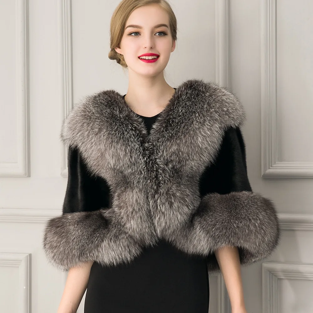Luxury Women's Faux Fur Shawl Wraps 