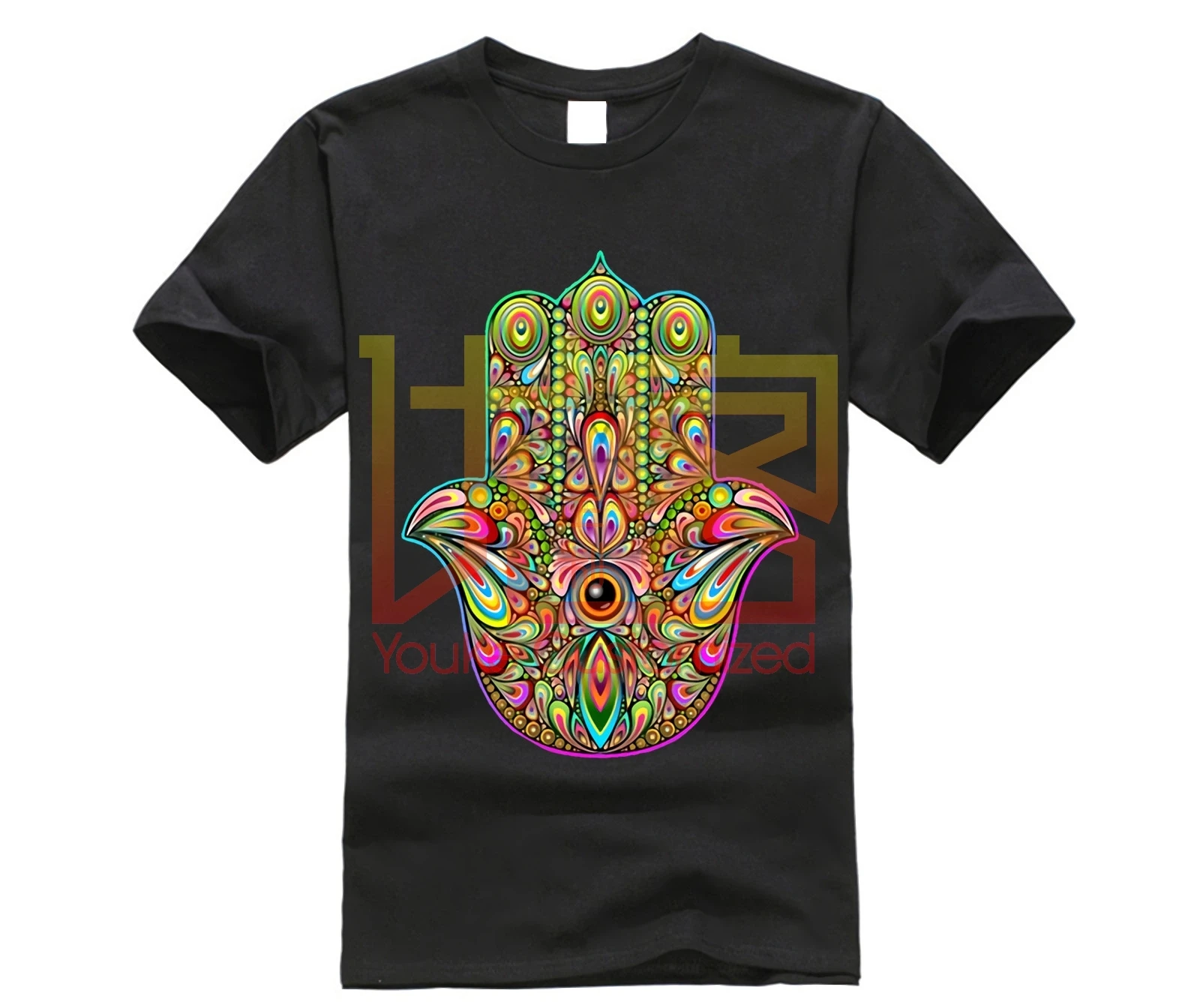 Хамса ручной амулет Psychedelic футболка мужская с коротким рукавом 100% хлопок Мужская