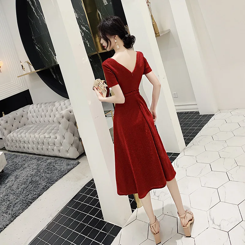 Элегантное бордовое вечернее платье Qipao изысканные блестящие стразы Robe De Soiree платье для выпускного вечера с v-образным вырезом женское платье макси размера плюс