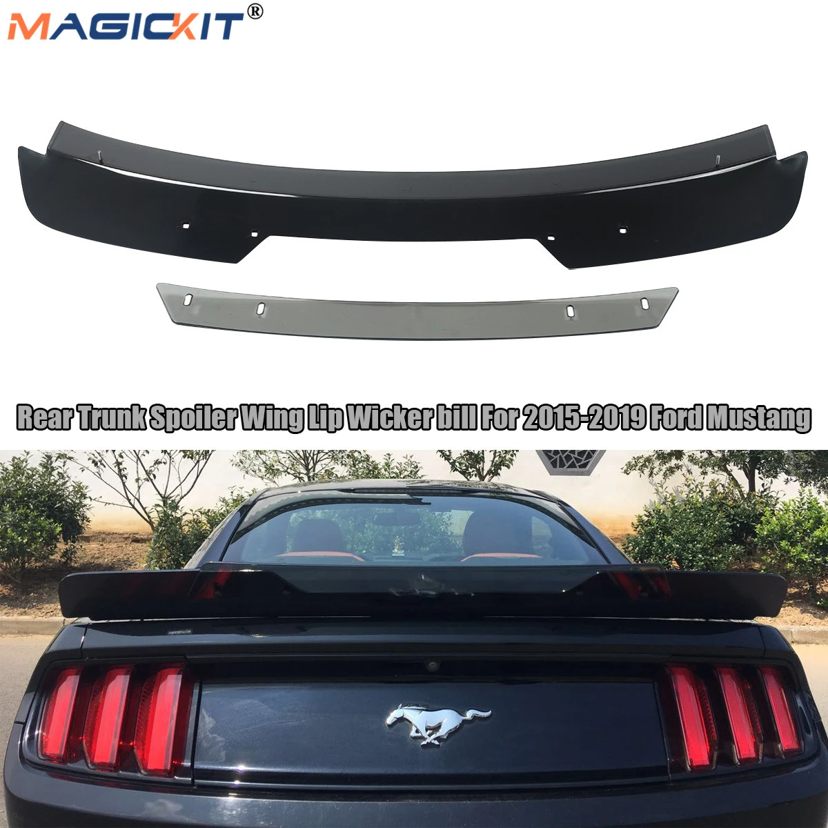 20152019 Mustang or Shelby Wicker Bill Matte Black Rear Wing Spoiler