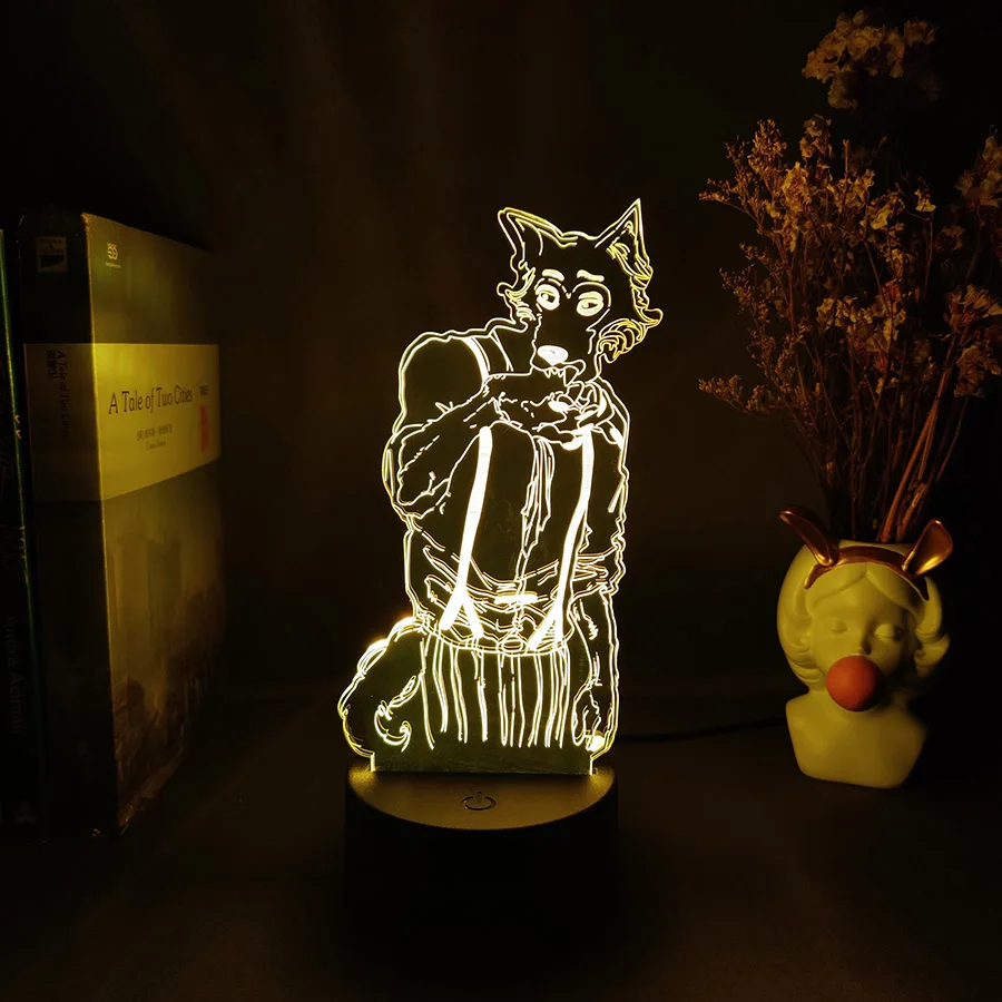 Beastars legoshi 3D Anime Light Acrylic Lamp Figure Legosi Cute Room Decoration 7 Color Changing Fans Art Lighting Collection