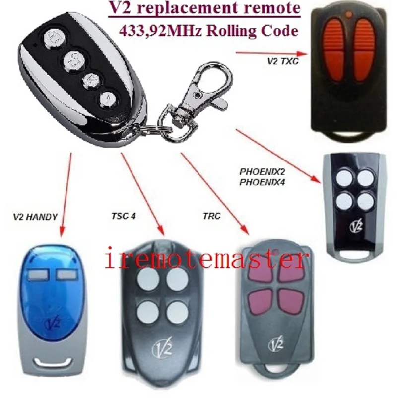 

V2 PHOENIX 2 433.92 MHz Rolling Code replacement remote control duplicator garage door remote very 2019
