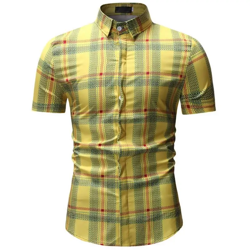 Men's plaid pocket shirt new design men's slim short sleeve dress shirt casual men's shirt Chemise Homme Camisa Social XXXL